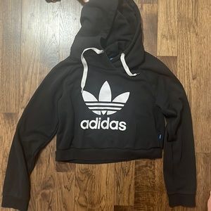 Adidas black cropped logo hoodie. Size small